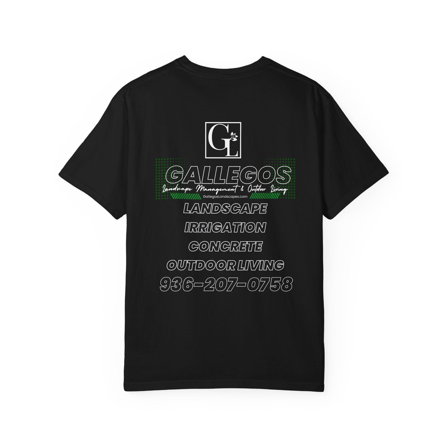 Custom Garment-Dyed T-Shirt, Gallegos Landscaping Tee, Outdoor Living Shirt, Soft Unisex Tee, Unique Graphic Shirt