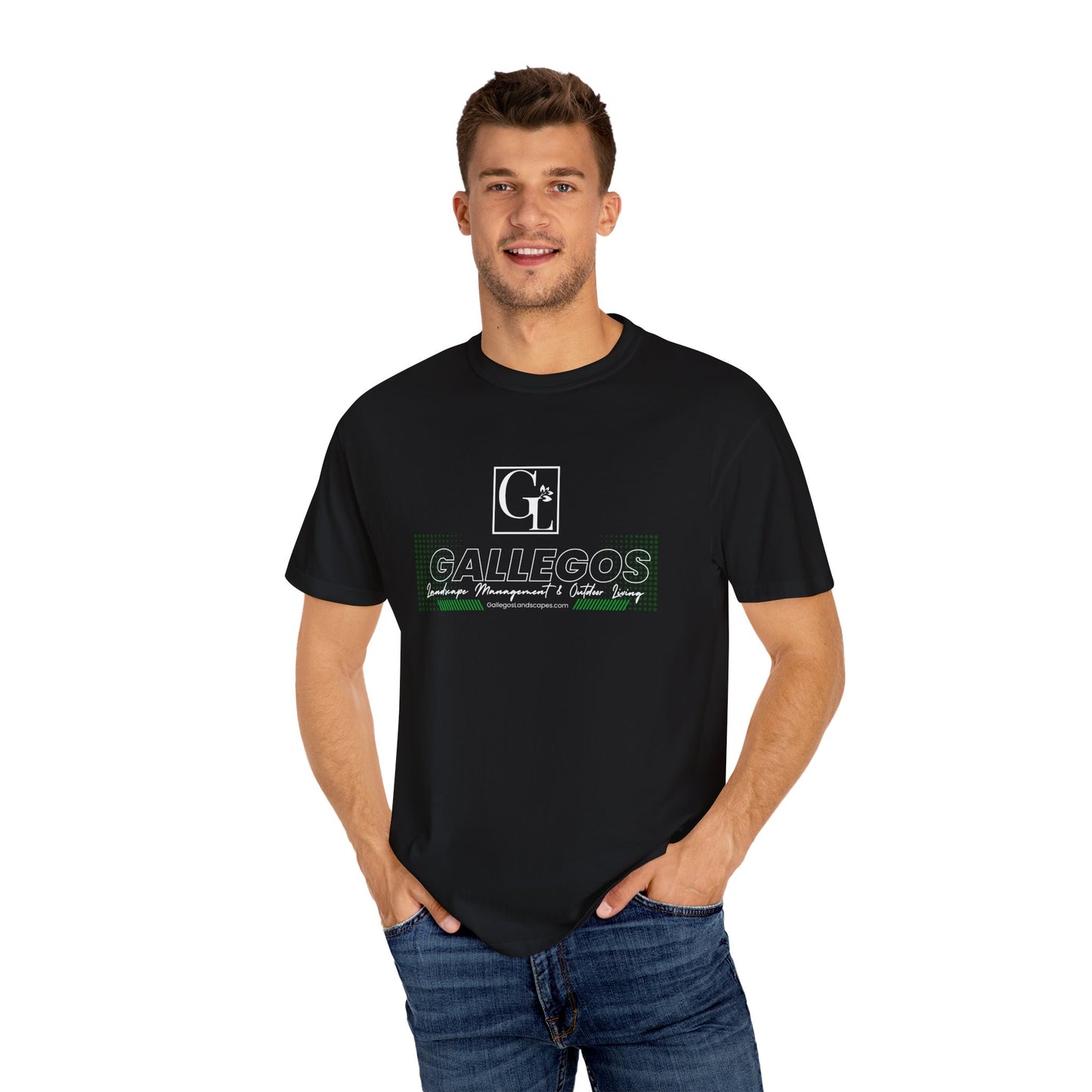 Custom Garment-Dyed T-Shirt, Gallegos Landscaping Tee, Outdoor Living Shirt, Soft Unisex Tee, Unique Graphic Shirt
