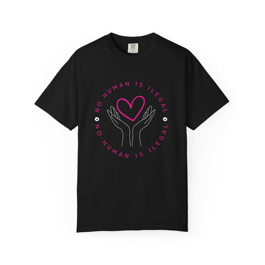🔥🖤 NO HUMAN IS ILLEGAL 🇺🇸✊ Powerful Black Statement Tee