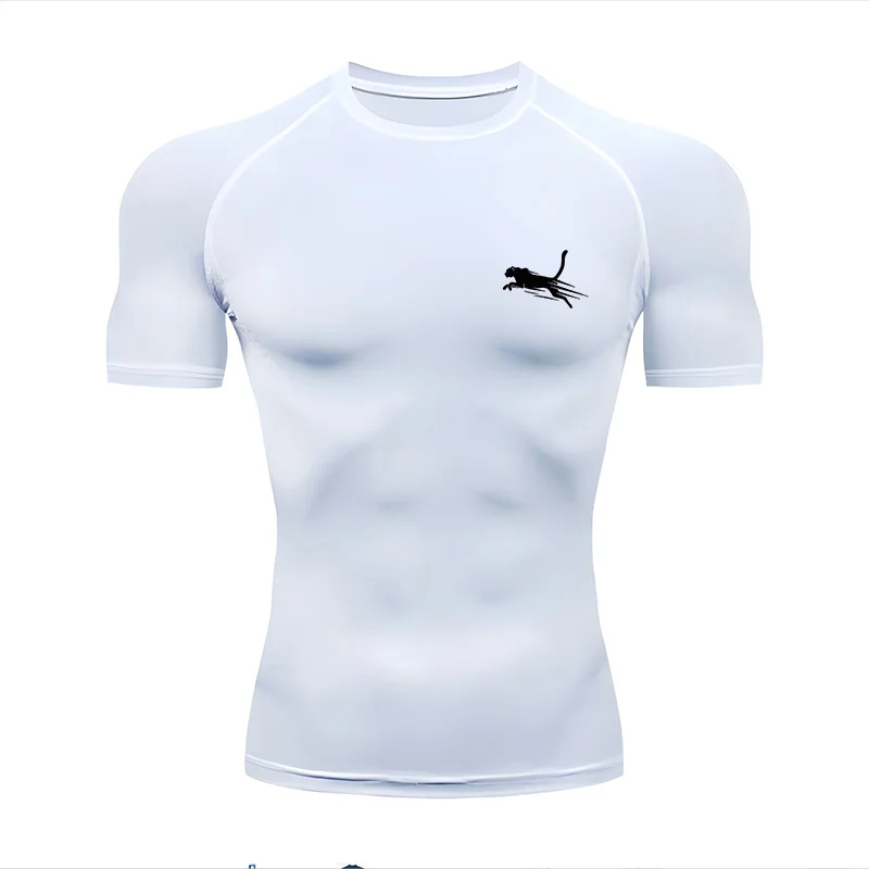 Men's Flight Print Quick Dry Compression Elastic T-Shirt Gym Running Training Slim Fit Athletic Sportswear Workout Top for Gyms