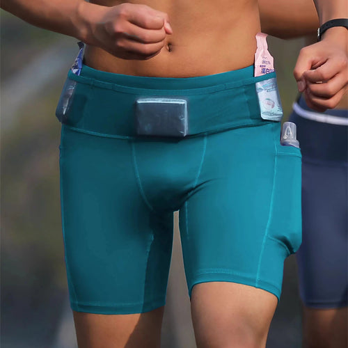 6 Pockets Mens Compression Running Shorts Marathon Exercise Training Jogging Riding Cycling Fitness Tight Shorts Quick Dry