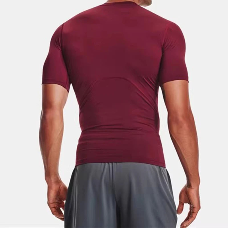 Men's Running T Shirt Summer Short Sleeve Male Sport Tops Tee Workout T-shirt Skinny Tights Gym Fitness Compression Shirts Men