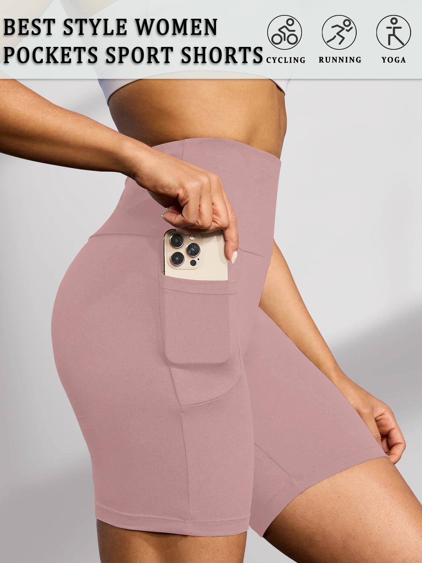 High Waisted Biker Shorts For Women With Pockets No See Through Workout Running Yoga Athletic Shorts Push Up Gym  Fitness