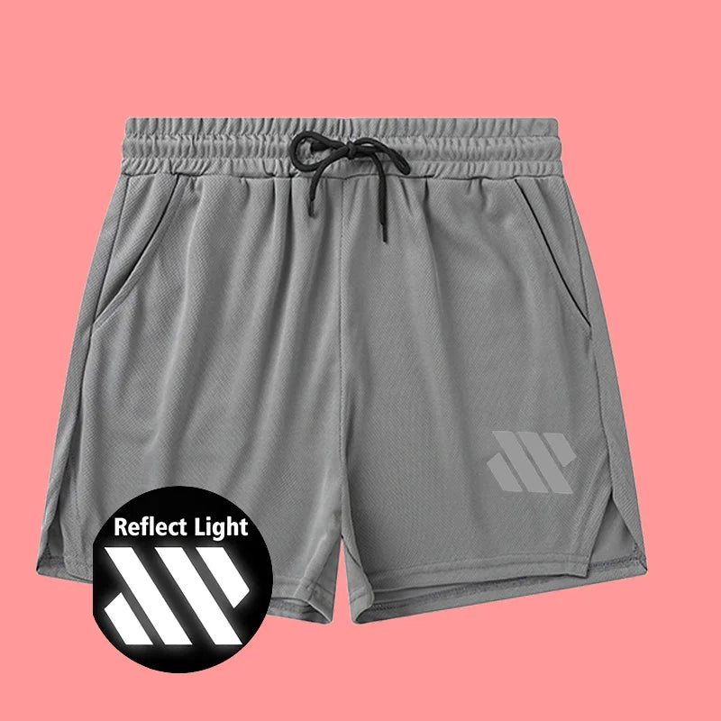Men's quick drying sports shorts - reflective stripes, breathable and slim fit, suitable for running, jogging and gym workouts