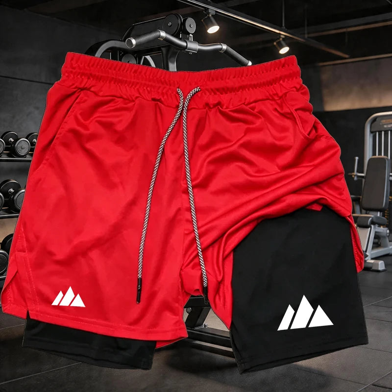 Men Running Shorts 2 in 1 Double-deck Sport Shorts Sportswear Gym Fitness Short Pants Training Jogging Bottom Men's Clothing