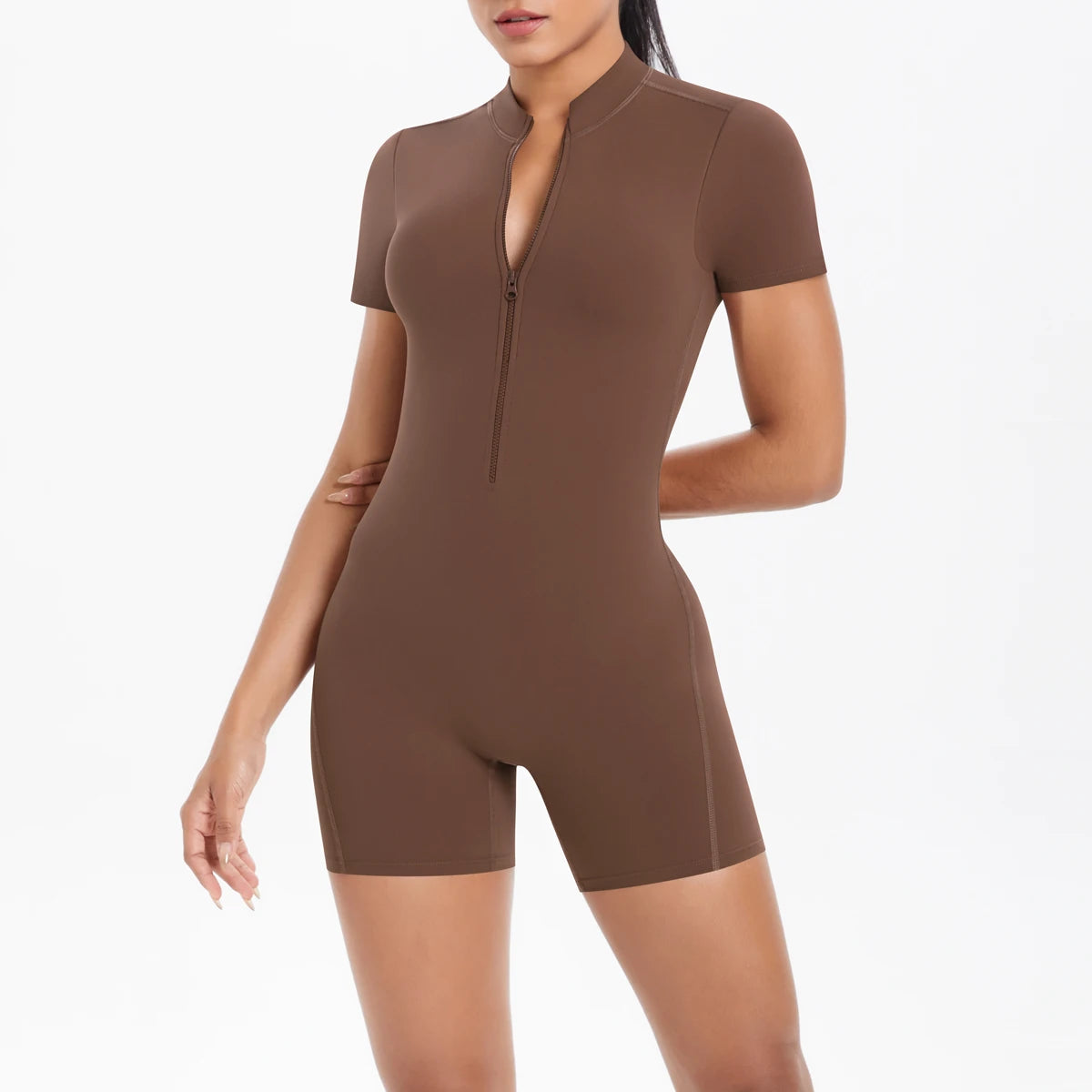 Zipper Gym Jumpsuit Short Women Yoga Sets Sports Outfits Female Yoga Overalls Workout Clothes Fitness Suit Woman's Tracksuit