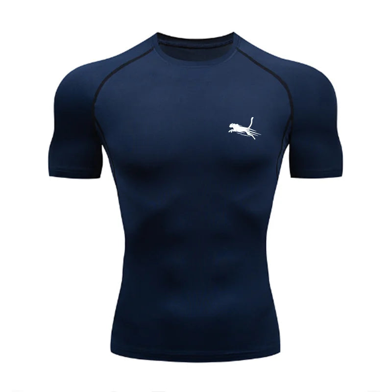 Men's Flight Print Quick Dry Compression Elastic T-Shirt Gym Running Training Slim Fit Athletic Sportswear Workout Top for Gyms