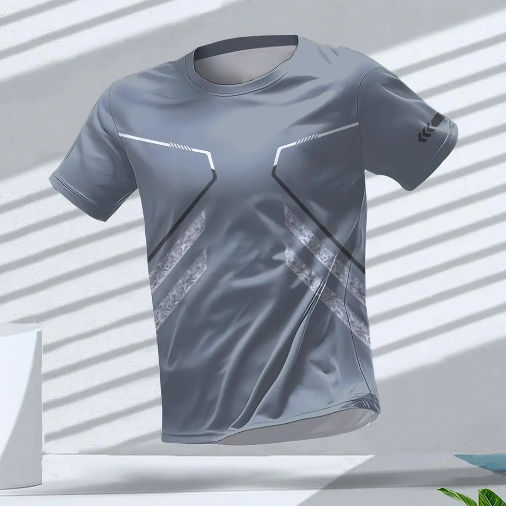 Fashion Breathable Men's Gym T-shirt Top Outdoor Run Sports Tee Quick Dry Fitness Man Clothing Casual Loose Short Sleeve T Shirt