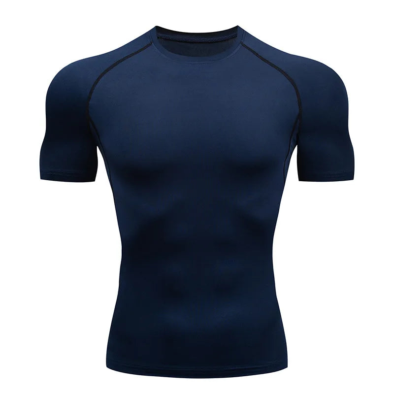 Men's Compression Tshirts Gym Fitness Quick Dry Rash Guard for Summer Athletic Tight Sport Gym Shirts Tops Tees Running Training