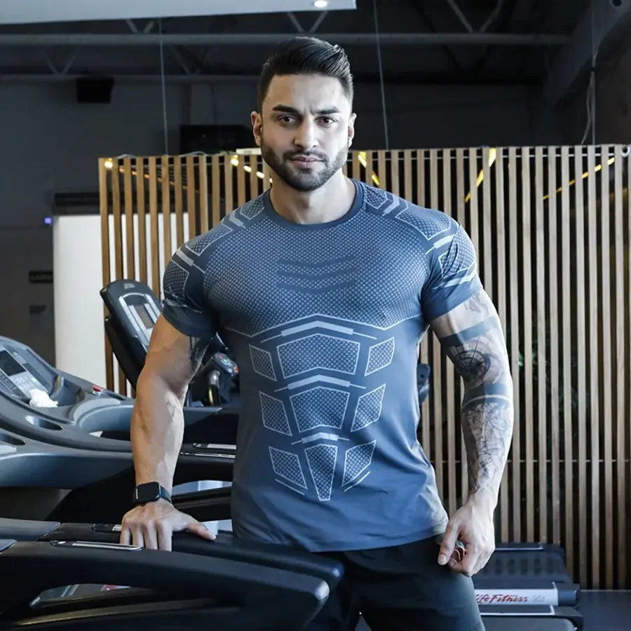 2026 Men Running Sports T-shirt Training Quick Dry Tight Short Sleeves Shirt Bodybuilding compress Fitness Tee Tops men Clothing
