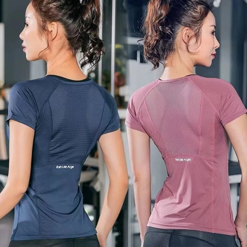 Women's Sports Wear For Fitness Running Jogging Seamless Short Sleeve Gym Woman Sport Shirt Yoga Top Female Workout Tops T-shirt