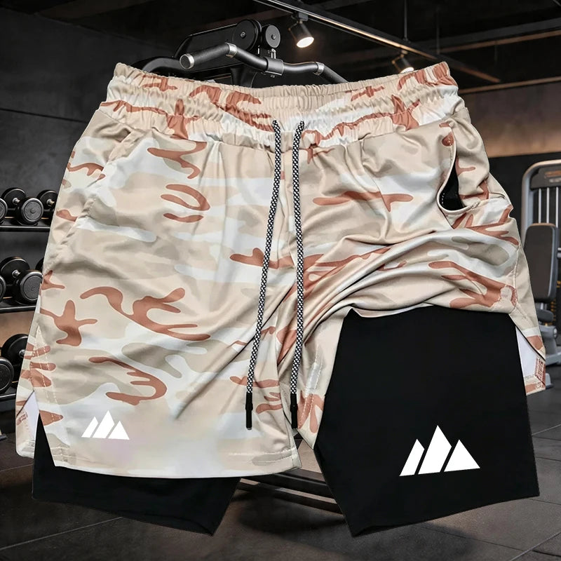 Men Running Shorts 2 in 1 Double-deck Sport Shorts Sportswear Gym Fitness Short Pants Training Jogging Bottom Men's Clothing