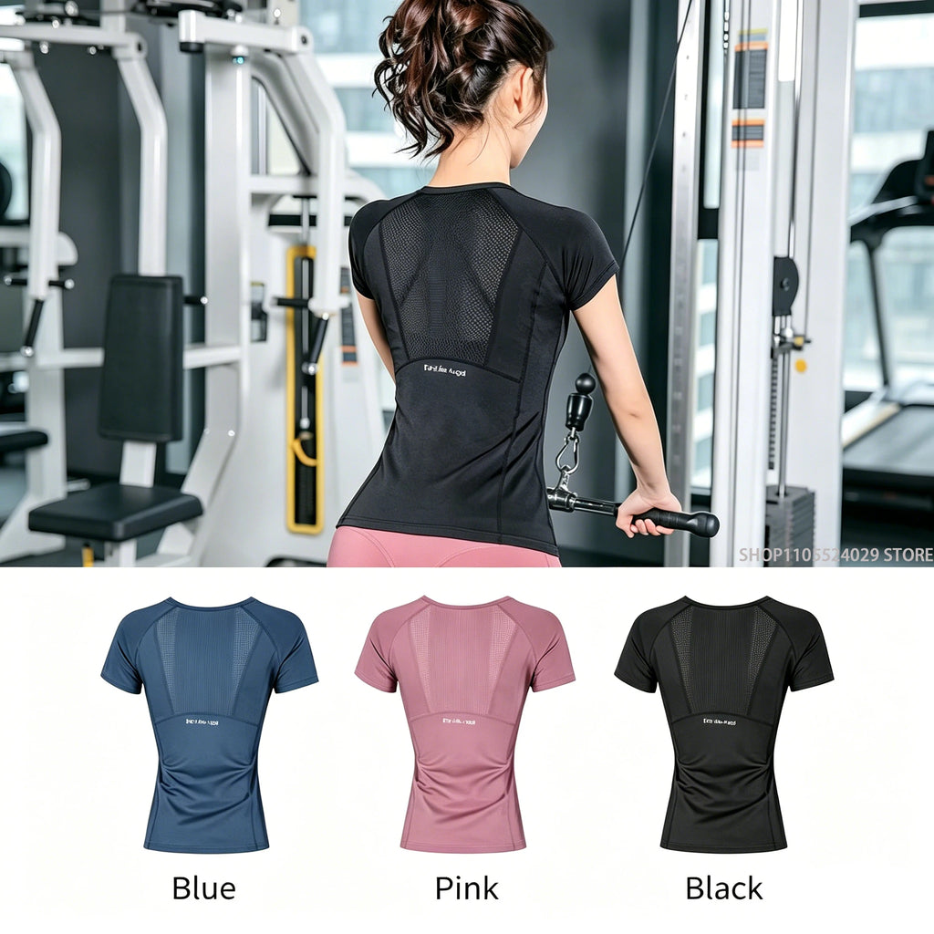Women's Sports Wear For Fitness Running Jogging Seamless Short Sleeve Gym Woman Sport Shirt Yoga Top Female Workout Tops T-shirt