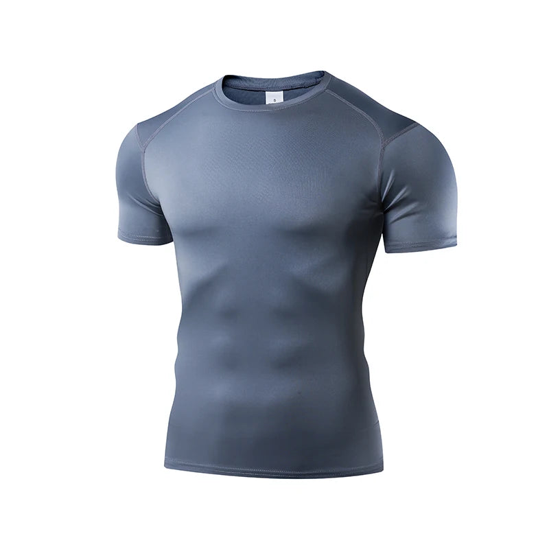 Men's Running T Shirt Summer Short Sleeve Male Sport Tops Tee Workout T-shirt Skinny Tights Gym Fitness Compression Shirts Men