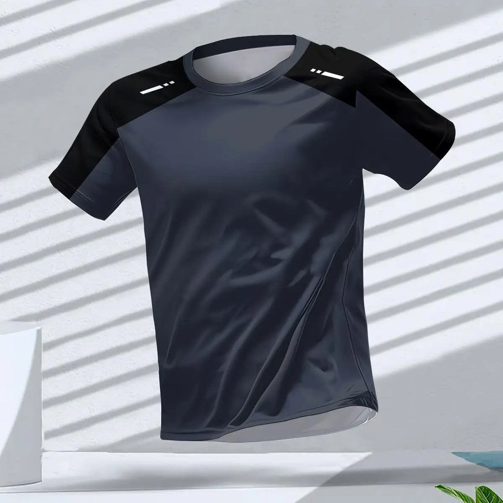 Fashion Breathable Men's Gym T-shirt Top Outdoor Run Sports Tee Quick Dry Fitness Man Clothing Casual Loose Short Sleeve T Shirt