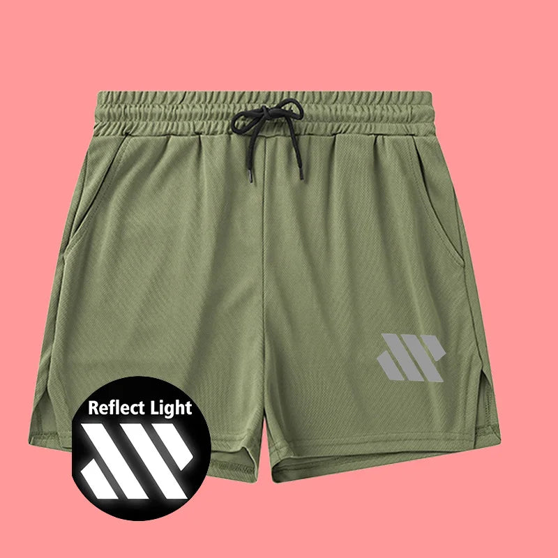 Men's quick drying sports shorts - reflective stripes, breathable and slim fit, suitable for running, jogging and gym workouts