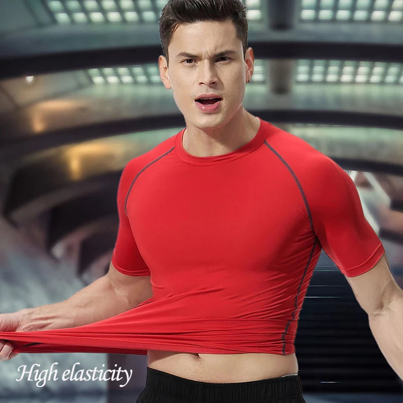 Men's Compression Tshirts Gym Fitness Quick Dry Rash Guard for Summer Athletic Tight Sport Gym Shirts Tops Tees Running Training