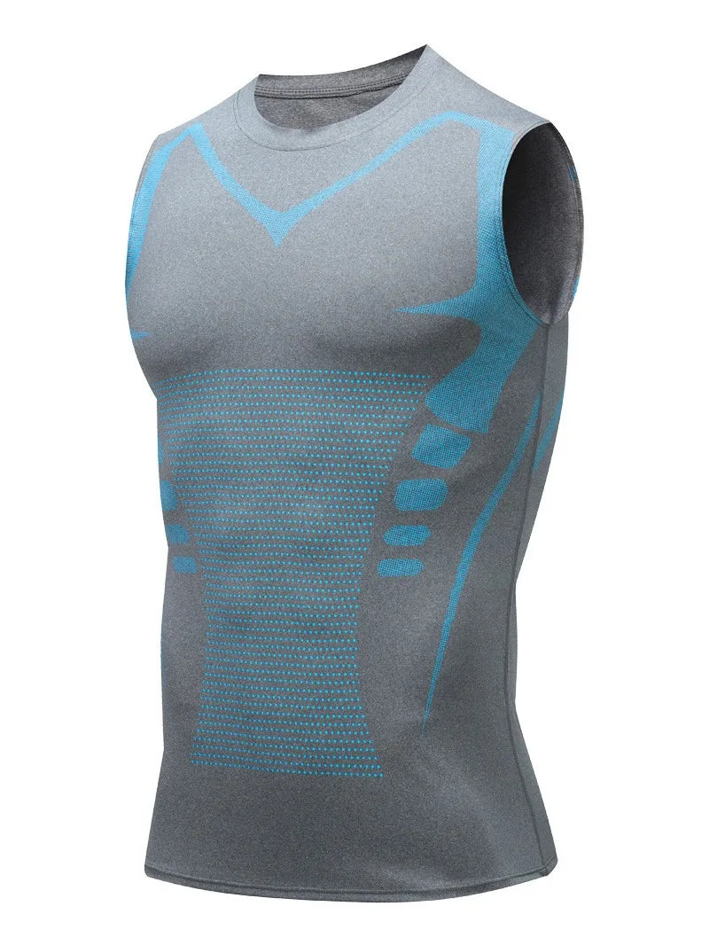 Men's Fitness Clothing Short Sleeve Sleeveless Tight Shirt Running Basketball Training Top Gym Vest Style Lightweight