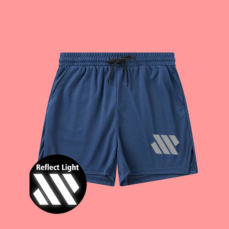 Men's quick drying sports shorts - reflective stripes, breathable and slim fit, suitable for running, jogging and gym workouts