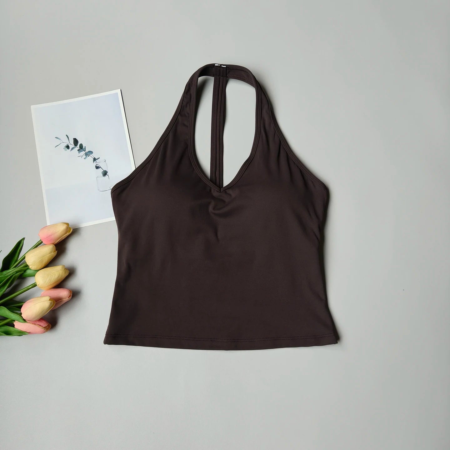 Sports Bra Women's V-neck Halter Neck Beautiful Back Push-up Yoga Vest Gym Top Outer Wear Running Shock-proof Fitness Bra Top