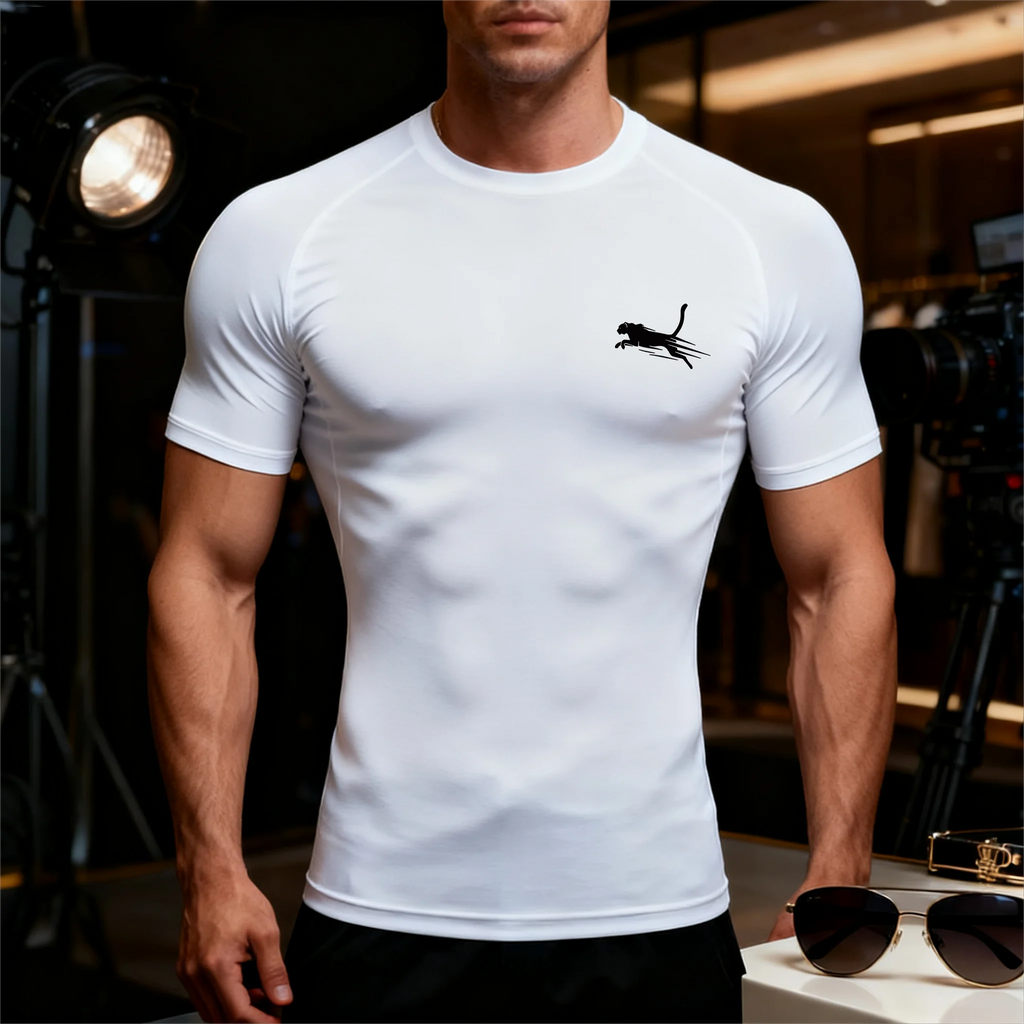 Men's Flight Print Quick Dry Compression Elastic T-Shirt Gym Running Training Slim Fit Athletic Sportswear Workout Top for Gyms