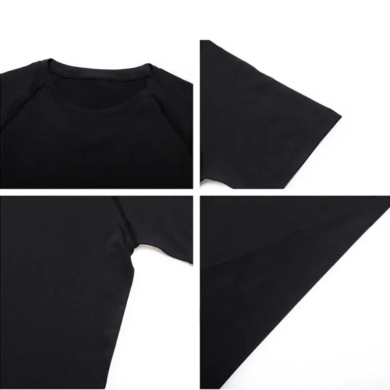 Compression T-shirt men's summer sportswear running T-shirt elastic quick drying sports top T-shirt gym dumbbell exercise shirt