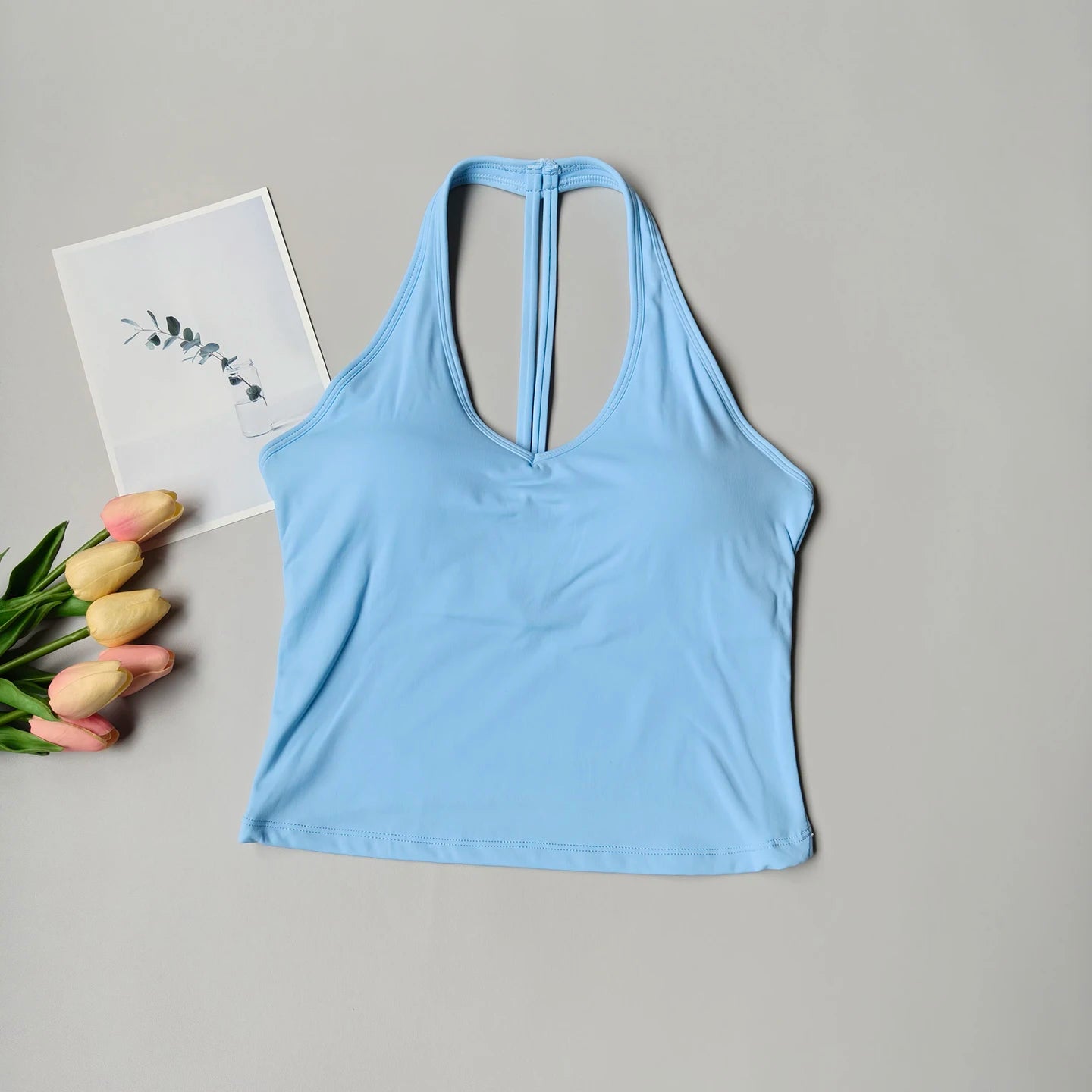 Sports Bra Women's V-neck Halter Neck Beautiful Back Push-up Yoga Vest Gym Top Outer Wear Running Shock-proof Fitness Bra Top