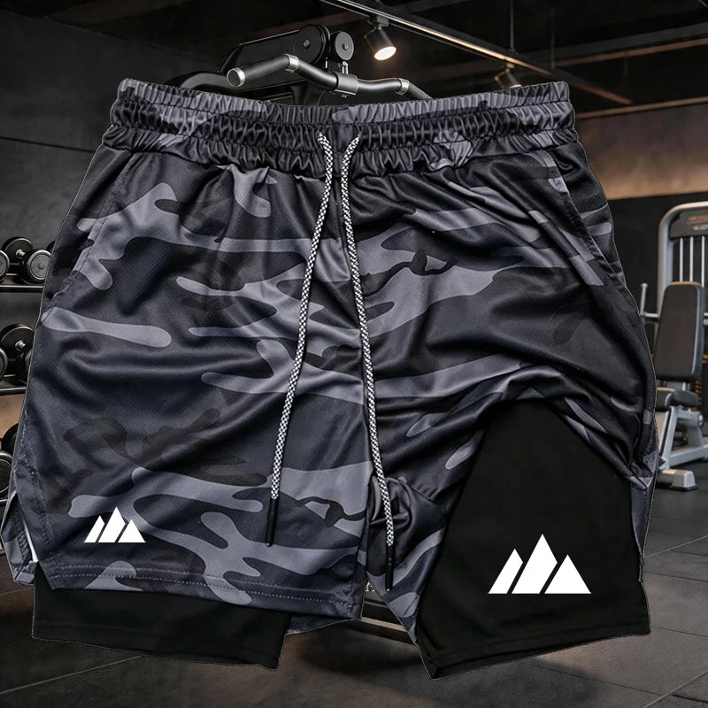 Men Running Shorts 2 in 1 Double-deck Sport Shorts Sportswear Gym Fitness Short Pants Training Jogging Bottom Men's Clothing