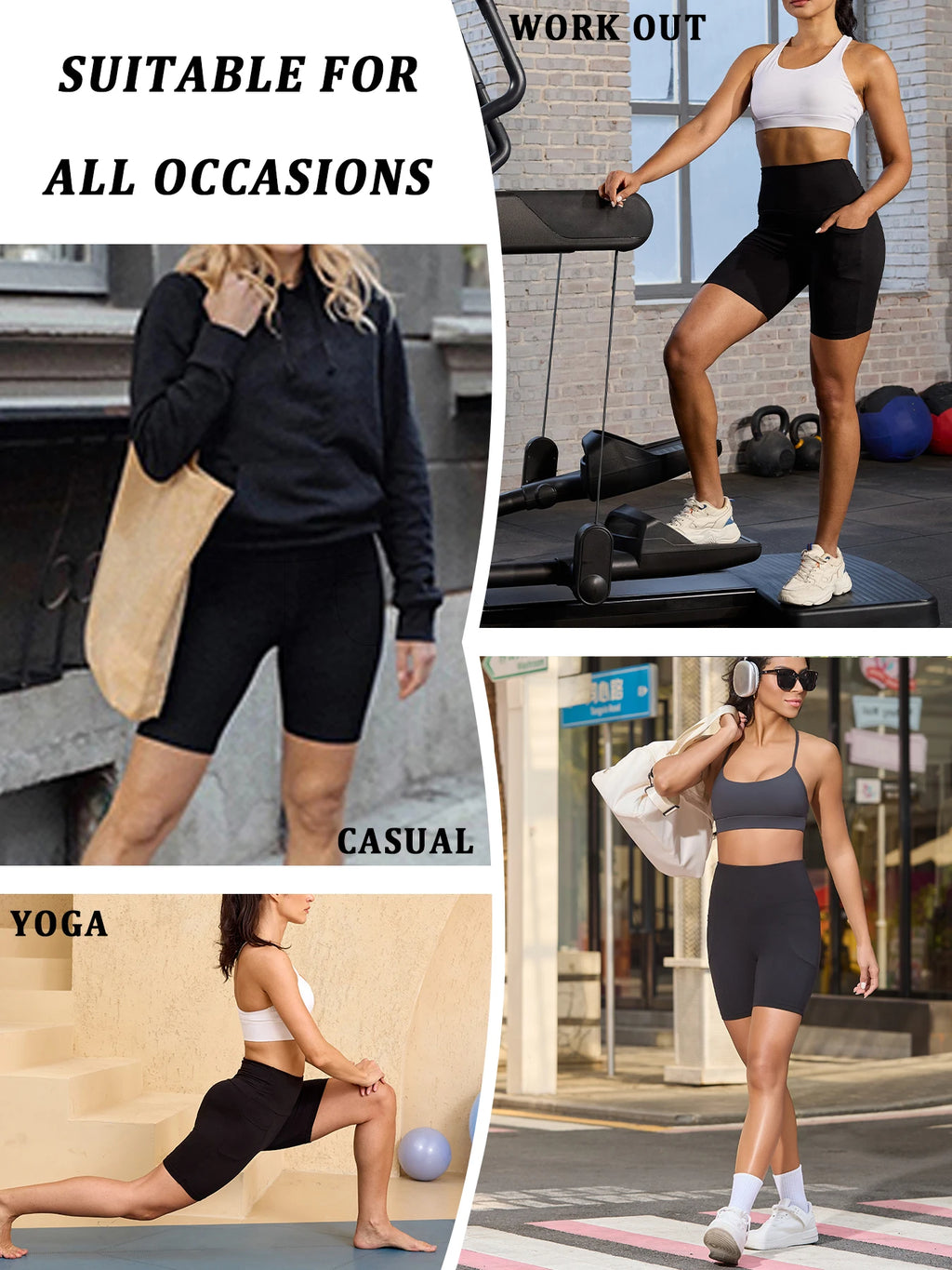 High Waisted Biker Shorts For Women With Pockets No See Through Workout Running Yoga Athletic Shorts Push Up Gym  Fitness