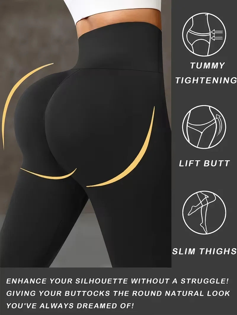 Women's High Waist Yoga Pants, Butt Lifting Wide Waistband Leggings, Adjustable Butt Lift Workout Trousers for Running Gym Fitne