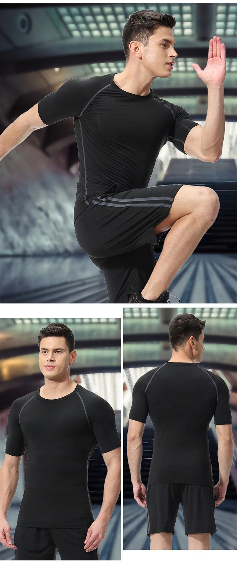 Men's Compression Tshirts Gym Fitness Quick Dry Rash Guard for Summer Athletic Tight Sport Gym Shirts Tops Tees Running Training