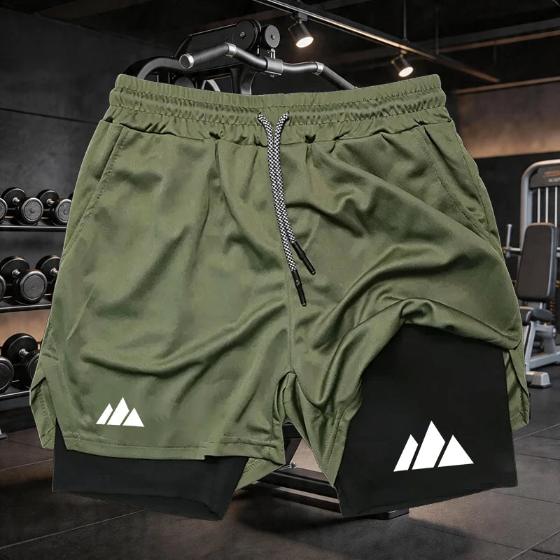 Men Running Shorts 2 in 1 Double-deck Sport Shorts Sportswear Gym Fitness Short Pants Training Jogging Bottom Men's Clothing
