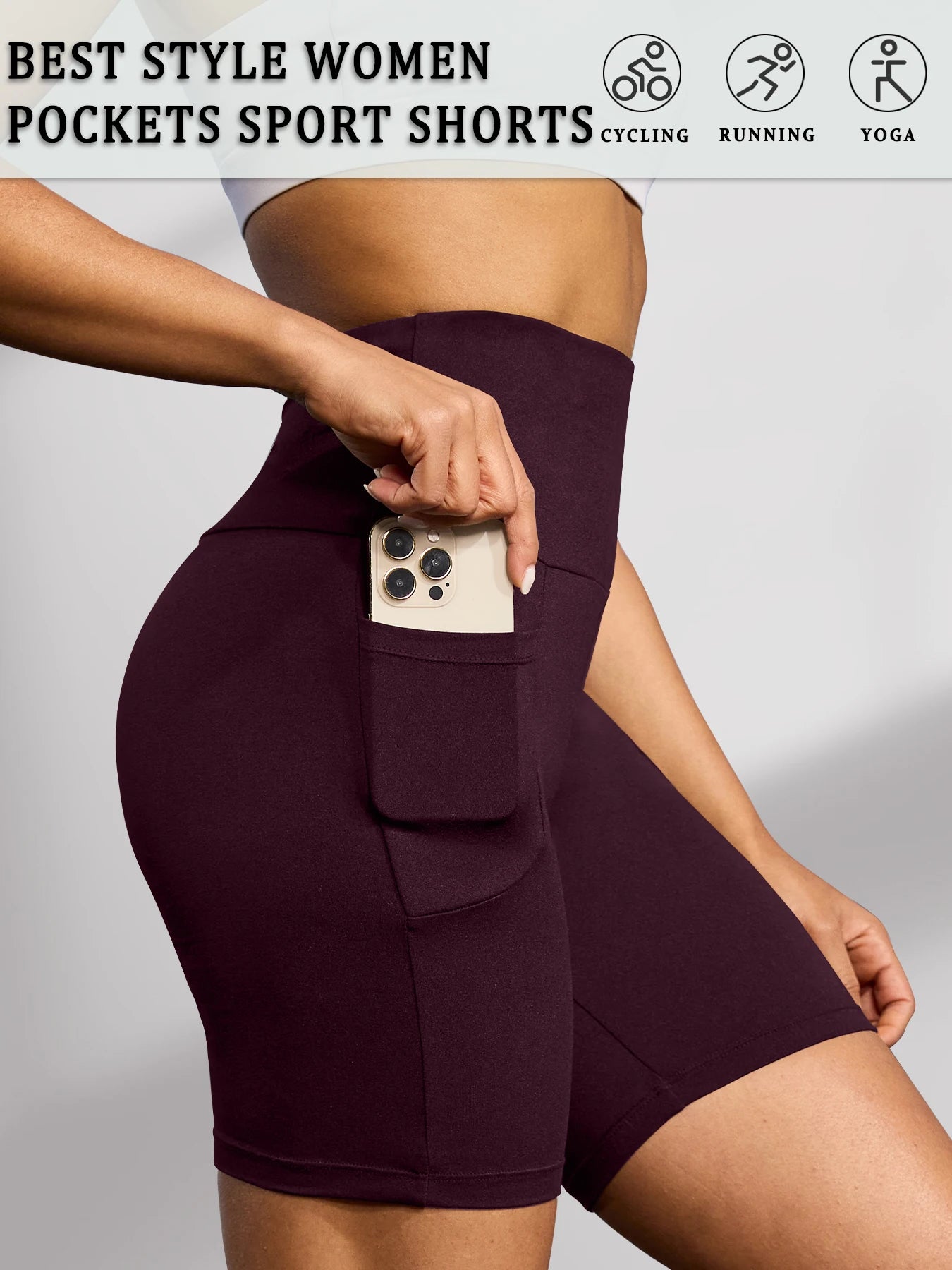 High Waisted Biker Shorts For Women With Pockets No See Through Workout Running Yoga Athletic Shorts Push Up Gym  Fitness