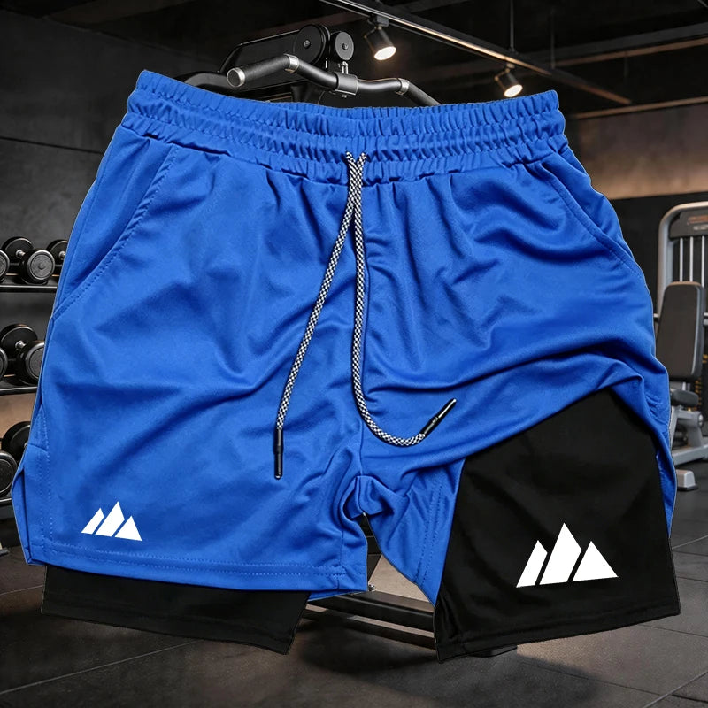 Men Running Shorts 2 in 1 Double-deck Sport Shorts Sportswear Gym Fitness Short Pants Training Jogging Bottom Men's Clothing