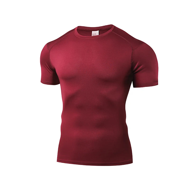 Men's Running T Shirt Summer Short Sleeve Male Sport Tops Tee Workout T-shirt Skinny Tights Gym Fitness Compression Shirts Men