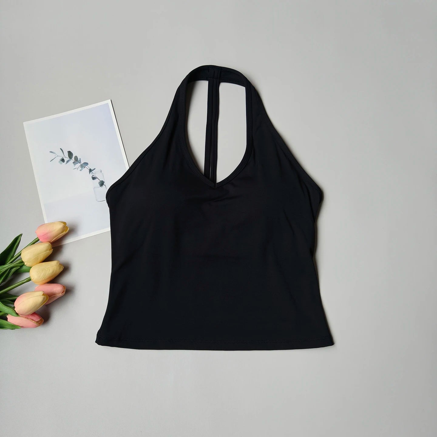 Sports Bra Women's V-neck Halter Neck Beautiful Back Push-up Yoga Vest Gym Top Outer Wear Running Shock-proof Fitness Bra Top