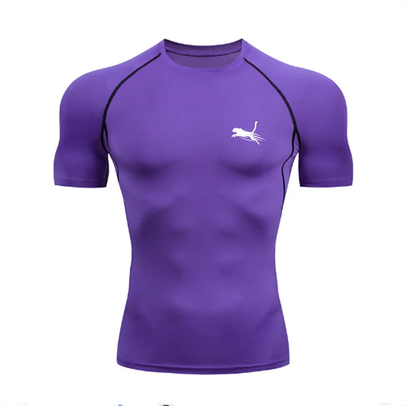 Men's Flight Print Quick Dry Compression Elastic T-Shirt Gym Running Training Slim Fit Athletic Sportswear Workout Top for Gyms
