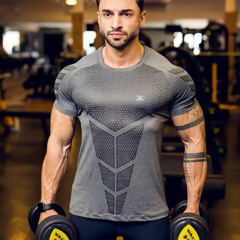2026 Men Running Sports T-shirt Training Quick Dry Tight Short Sleeves Shirt Bodybuilding compress Fitness Tee Tops men Clothing