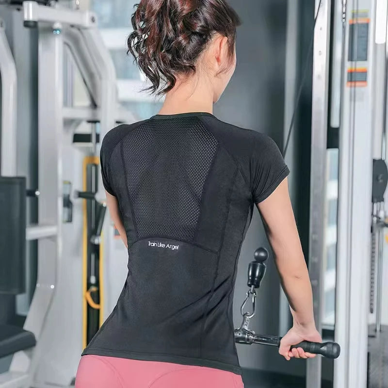 Women's Sports Wear For Fitness Running Jogging Seamless Short Sleeve Gym Woman Sport Shirt Yoga Top Female Workout Tops T-shirt