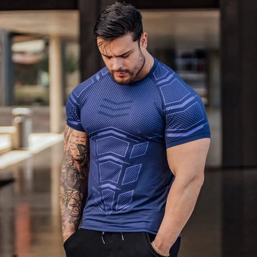 2026 Men Running Sports T-shirt Training Quick Dry Tight Short Sleeves Shirt Bodybuilding compress Fitness Tee Tops men Clothing