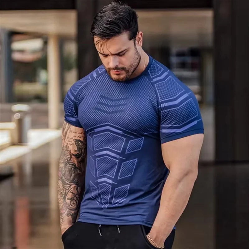 2026 Men Running Sports T-shirt Training Quick Dry Tight Short Sleeves Shirt Bodybuilding compress Fitness Tee Tops men Clothing
