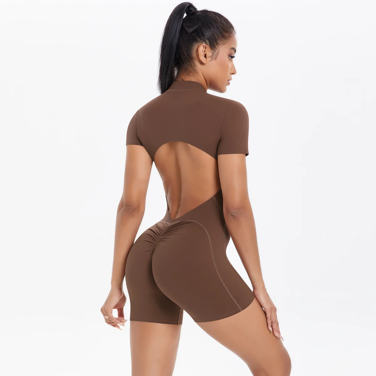 Zipper Gym Jumpsuit Short Women Yoga Sets Sports Outfits Female Yoga Overalls Workout Clothes Fitness Suit Woman's Tracksuit