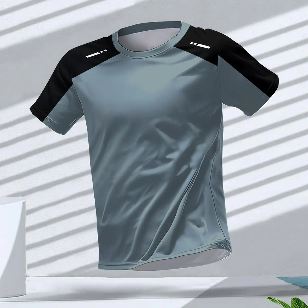 Fashion Breathable Men's Gym T-shirt Top Outdoor Run Sports Tee Quick Dry Fitness Man Clothing Casual Loose Short Sleeve T Shirt