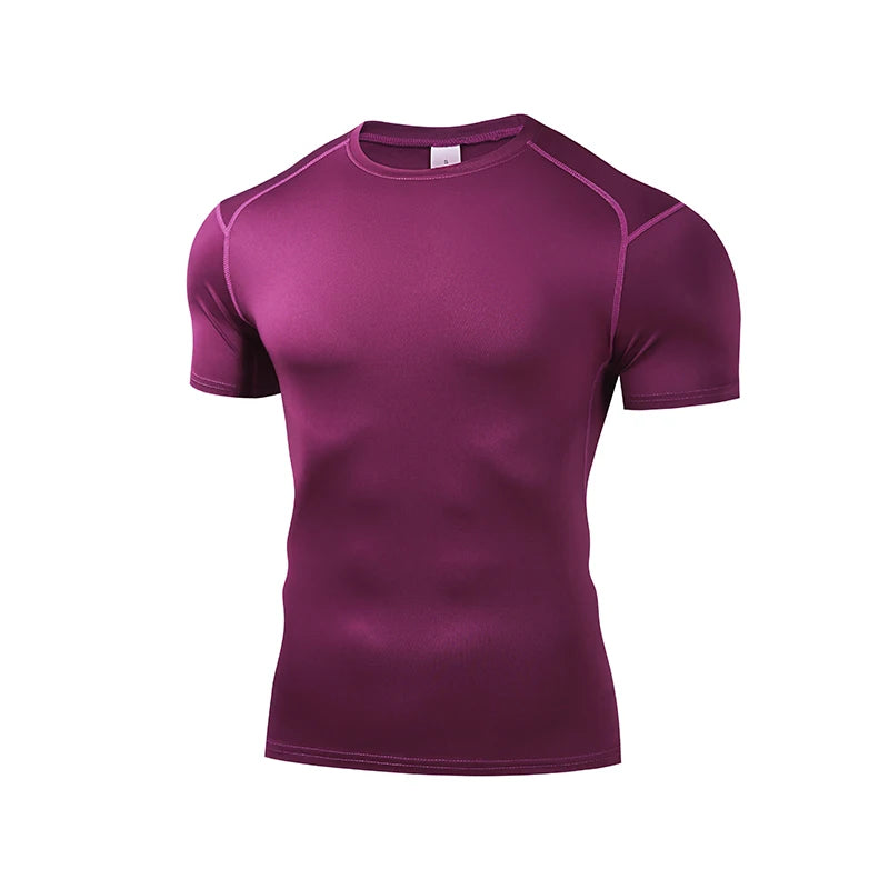 Men's Running T Shirt Summer Short Sleeve Male Sport Tops Tee Workout T-shirt Skinny Tights Gym Fitness Compression Shirts Men