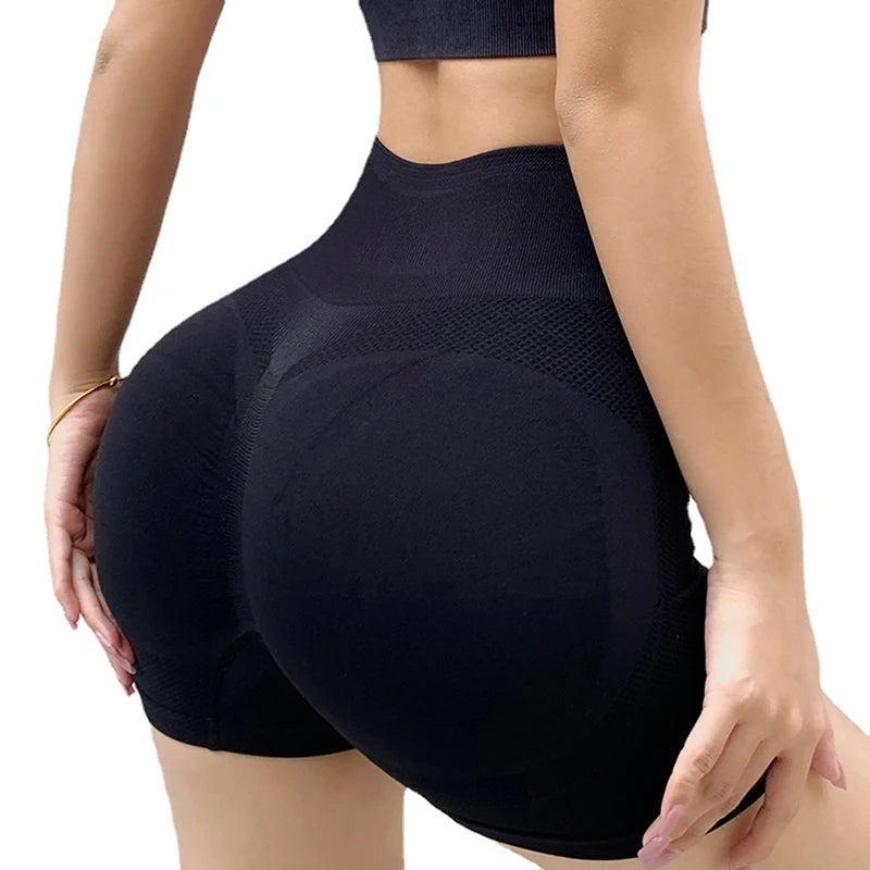 Summer new high waisted sports shorts for women, tight fitting elastic quick drying pants, gym push ups, cycling, jogging, fitness yoga pants