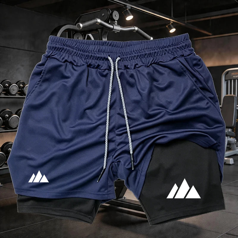 Men Running Shorts 2 in 1 Double-deck Sport Shorts Sportswear Gym Fitness Short Pants Training Jogging Bottom Men's Clothing