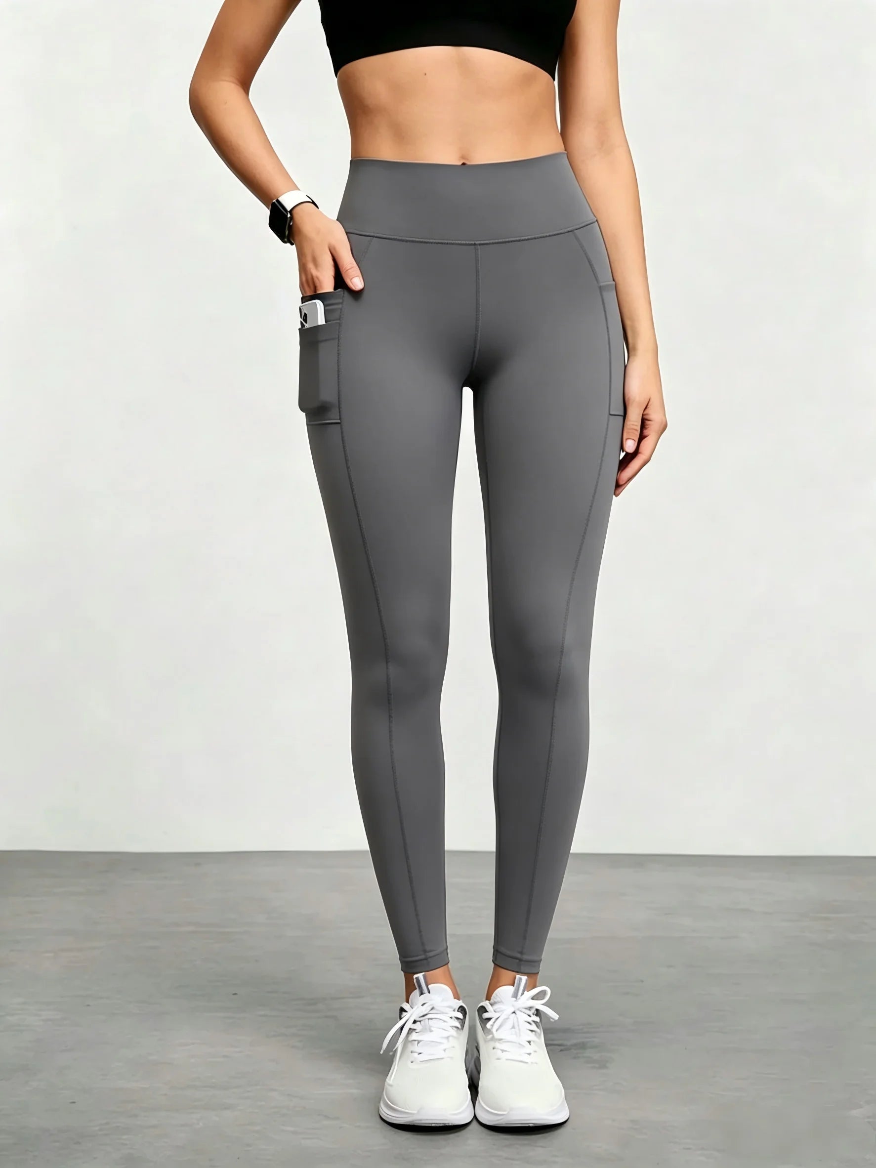 Women's Yoga Pants with Phone Pocket - High Waist Tummy Control Leggings, Non-Squat & Butt Lifting for Workout, Gym & Hiking