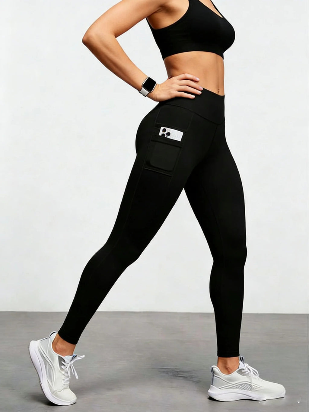 Women's Yoga Pants with Phone Pocket - High Waist Tummy Control Leggings, Non-Squat & Butt Lifting for Workout, Gym & Hiking