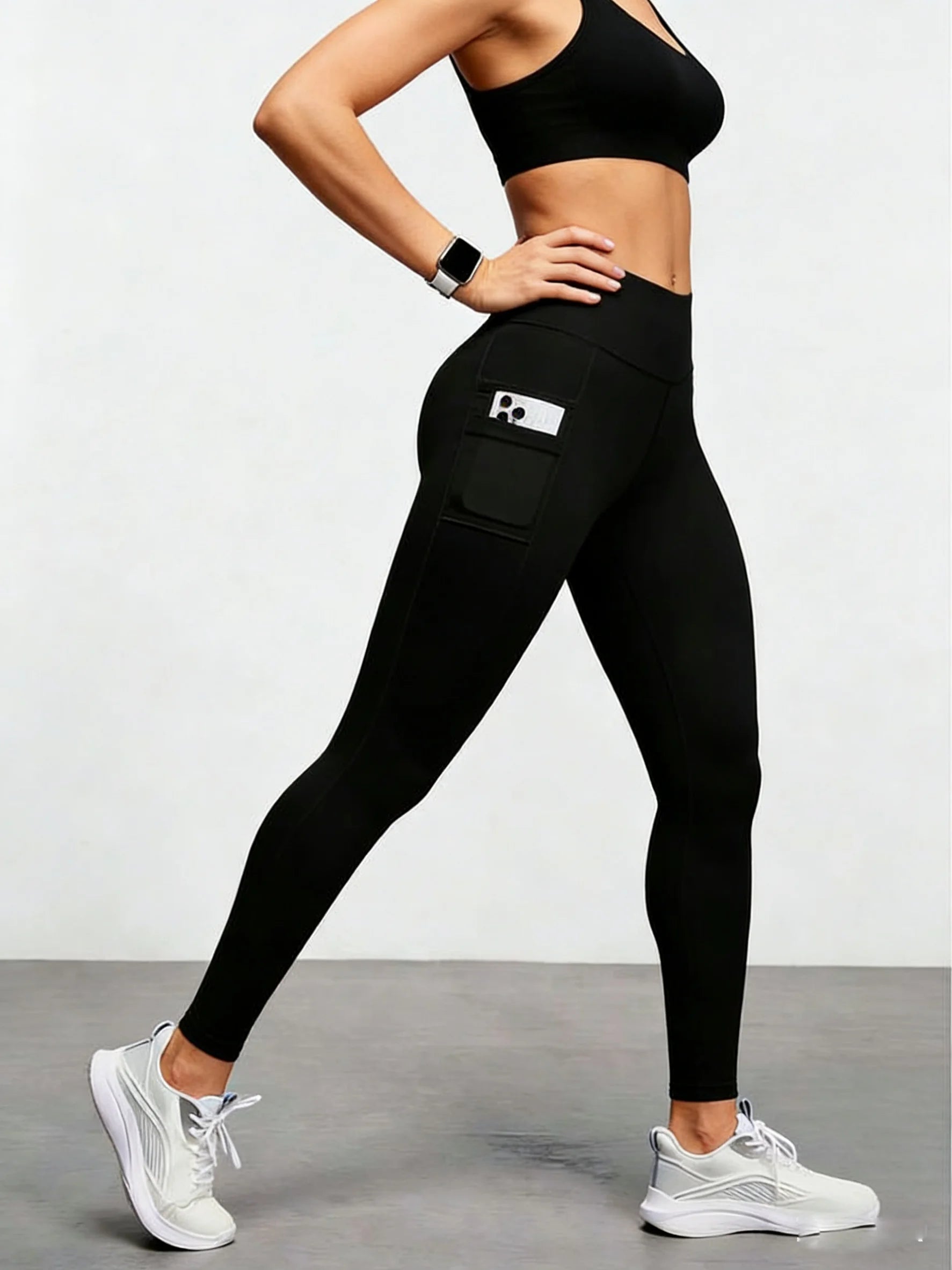 Women's Yoga Pants with Phone Pocket - High Waist Tummy Control Leggings, Non-Squat & Butt Lifting for Workout, Gym & Hiking