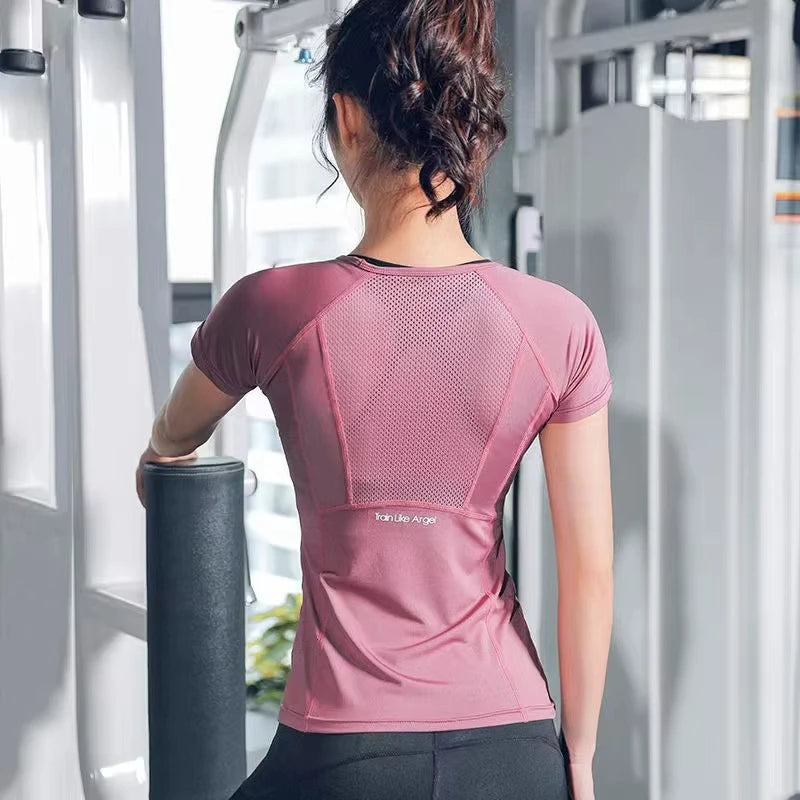 Women's Sports Wear For Fitness Running Jogging Seamless Short Sleeve Gym Woman Sport Shirt Yoga Top Female Workout Tops T-shirt